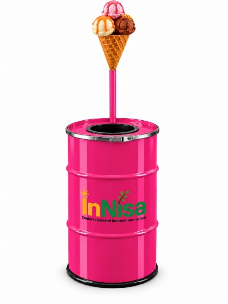 1 Afvalvat met reclame-elementen